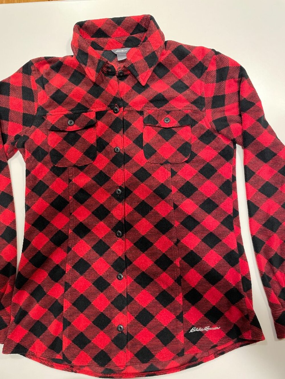 Eddie Bauer Red & Black Flannel Buffalo Plaid Shirt - Women's XS